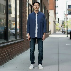 NWT New Joe's Cotton Gauze Navy Long Sleeve Shirt Size S